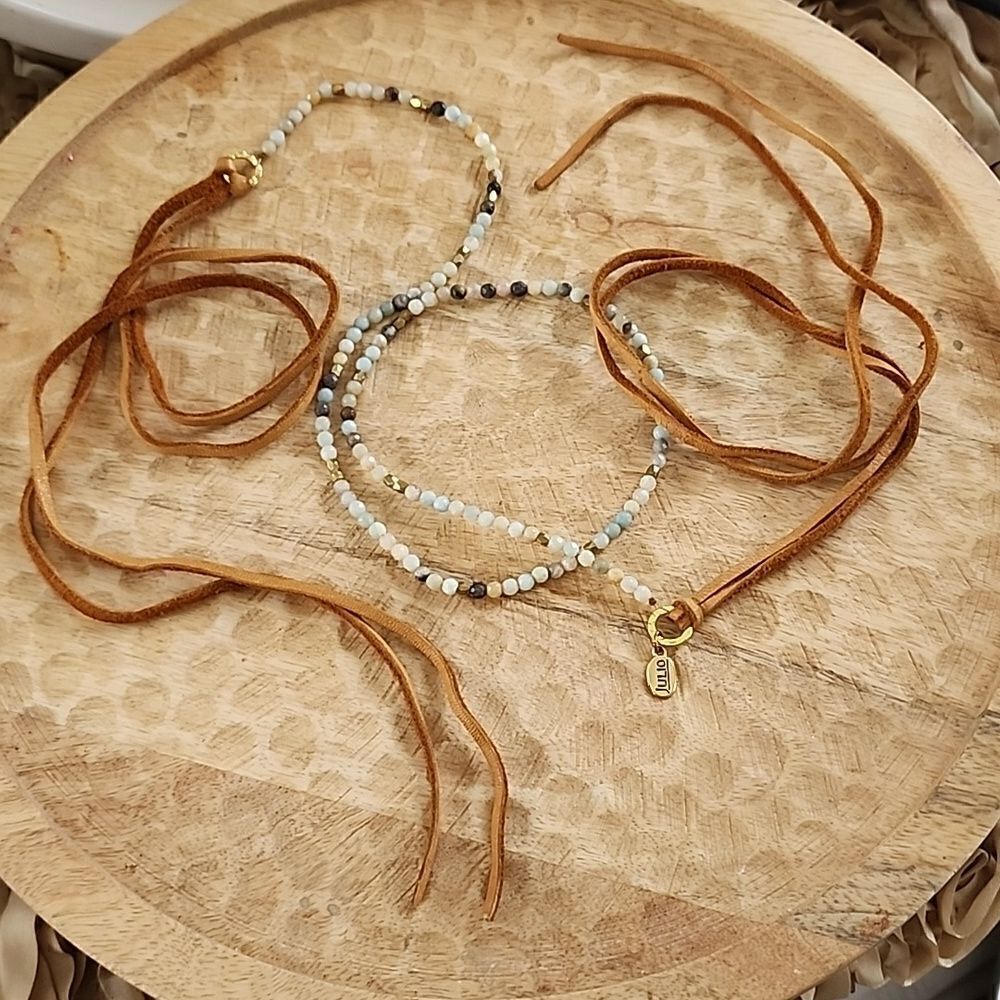 Natural Stones & SuedeJulio Designs Necklace~Bracelet Wrap Euro Summer